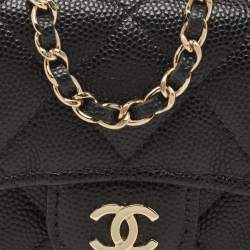 Pre Owned Chanel Black Caviar Leather Micro Belt Bag