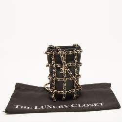 Pre Owned Chanel Black Leather Tech Me Out Phone Crossbody Bag