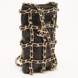 Pre Owned Chanel Black Leather Tech Me Out Phone Crossbody Bag