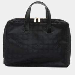 Pre Owned Chanel New Travel Line Nylon & leather Hand bag Black Silver Metal fittings 7962748