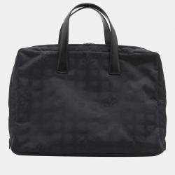 Pre Owned Chanel New Travel Line Nylon & leather Hand bag Black Silver Metal fittings 7962748