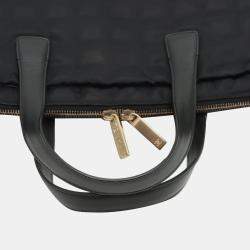 Pre Owned Chanel New Travel Line Nylon & leather Hand bag Black Silver Metal fittings 7962748