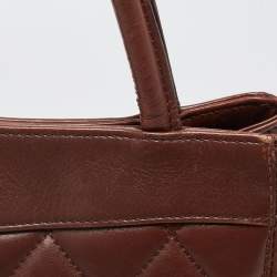 Pre Owned Chanel Brown Quilted Leather Vintage CC Turnlock Tote