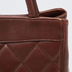 Pre Owned Chanel Brown Quilted Leather Vintage CC Turnlock Tote