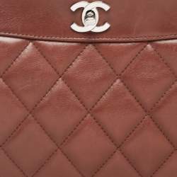 Pre Owned Chanel Brown Quilted Leather Vintage CC Turnlock Tote