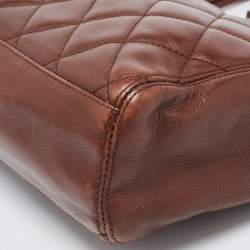Pre Owned Chanel Brown Quilted Leather Vintage CC Turnlock Tote