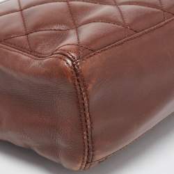 Pre Owned Chanel Brown Quilted Leather Vintage CC Turnlock Tote