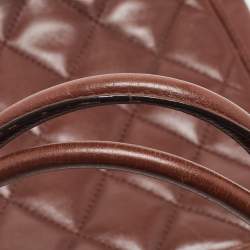 Pre Owned Chanel Brown Quilted Leather Vintage CC Turnlock Tote