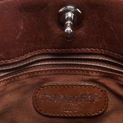 Pre Owned Chanel Brown Quilted Leather Vintage CC Turnlock Tote