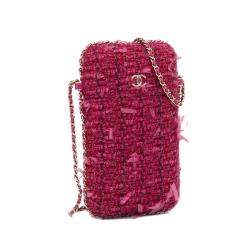 Pre Owned Chanel Red Chain Around Phone Holder Crossbody Bag