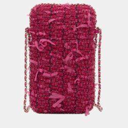 Pre Owned Chanel Red Chain Around Phone Holder Crossbody Bag