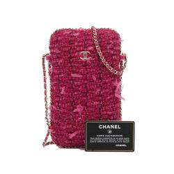 Pre Owned Chanel Red Chain Around Phone Holder Crossbody Bag