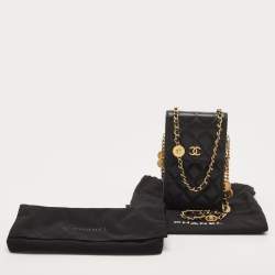 Pre Owned Chanel Black Quilted Caviar Leather CC Medallion Chain Phone Crossbody Bag