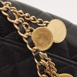 Pre Owned Chanel Black Quilted Caviar Leather CC Medallion Chain Phone Crossbody Bag