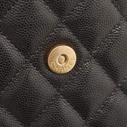 Pre Owned Chanel Black Quilted Caviar Leather CC Medallion Chain Phone Crossbody Bag