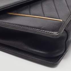 Chanel Black Leather Reversed Chevron Flap Bag