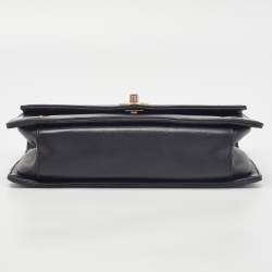Chanel Black Leather Reversed Chevron Flap Bag