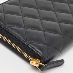 Chanel Black Quilted Leather CC Zip Around Wallet