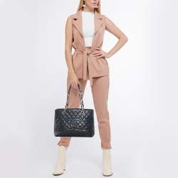 Pre Owned Chanel Black Quilted Caviar Leather Grand Shopping Tote