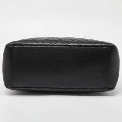 Pre Owned Chanel Black Quilted Caviar Leather Grand Shopping Tote