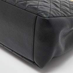 Pre Owned Chanel Black Quilted Caviar Leather Grand Shopping Tote