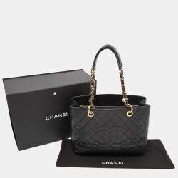 Pre Owned Chanel Black Quilted Caviar Leather Grand Shopping Tote