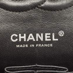 Pre Owned Chanel White/Black Garden Charms Tweed Reissue 2.55 Classic 225 Flap Bag