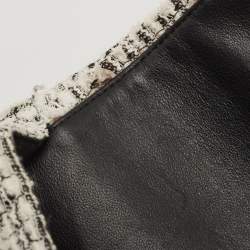 Pre Owned Chanel White/Black Garden Charms Tweed Reissue 2.55 Classic 225 Flap Bag