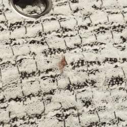Pre Owned Chanel White/Black Garden Charms Tweed Reissue 2.55 Classic 225 Flap Bag