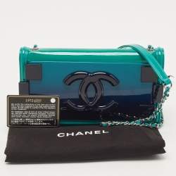Pre Owned Chanel Green/Blue Plexiglass and Leather Boy Brick Flap Bag