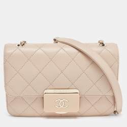 Chanel White Quilted Sheepskin Leather Beauty Lock Mini Flap Bag