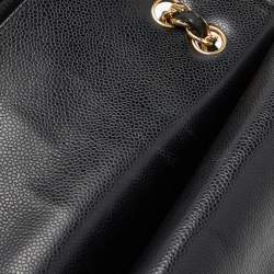 Pre Owned  Chanel Black Quilted Caviar Leather Maxi Classic Double Flap Bag 