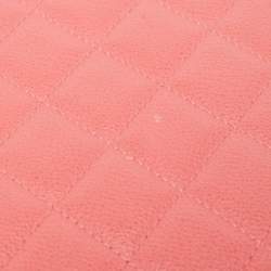 Pre Owned Chanel Coral Pink Quilted Caviar Leather CC Phone Flap Crossbody Bag