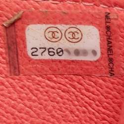 Pre Owned Chanel Coral Pink Quilted Caviar Leather CC Phone Flap Crossbody Bag