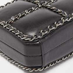 Pre Owned Chanel Black Leather Chain Me Box Chain Clutch