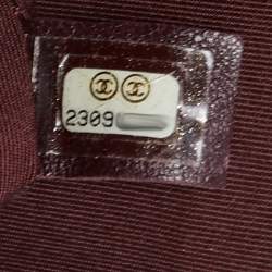 Pre Owned Chanel Burgundy Aged Leather Gold Bar Top Handle Bag