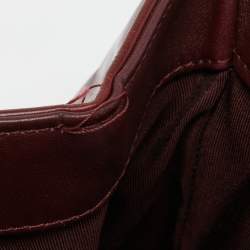 Pre Owned Chanel Burgundy Aged Leather Gold Bar Top Handle Bag