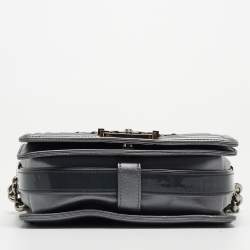 Pre Owned Chanel Grey Woven Patent, Suede and Leather Small Boy Bag