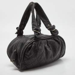 Pre Owned Chanel Black Quilted Leather Le Marais Bowler Bag