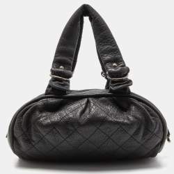 Pre Owned Chanel Black Quilted Leather Le Marais Bowler Bag