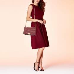 Pre Owned Chanel Maroon Quilted Caviar Leather Medium Boy Flap Bag