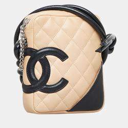 CHANEL Cambon Flat Calfskin Leather Messenger Crossbody Bag Black-US