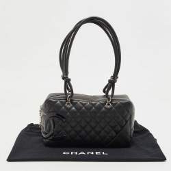 Pre Owned Chanel Black Quilted Leather Cambon Ligne Bowler Bag