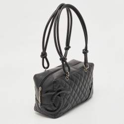 Pre Owned Chanel Black Quilted Leather Cambon Ligne Bowler Bag