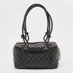 Pre Owned Chanel Black Quilted Leather Cambon Ligne Bowler Bag