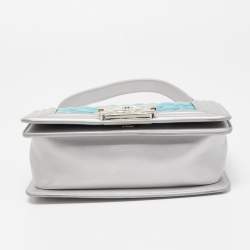 Pre Owned Chanel Silver/Blue PVC and Leather Small Water Boy Flap Bag
