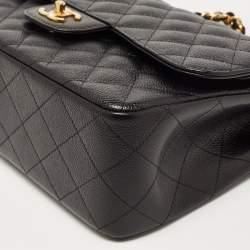 Chanel Black Quilted Caviar Leather Jumbo Classic Double Flap Bag