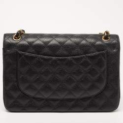 Chanel Black Quilted Caviar Leather Jumbo Classic Double Flap Bag