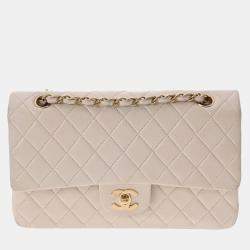 CHANEL Goatskin Quilted Small CC Filigree Vanity Case White 908180