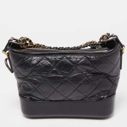 Chanel Black Quilted Aged Leather Small Gabrielle Hobo